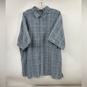 Patagonia Mens XL Plaid Seersucker Shirt Blue Button Up